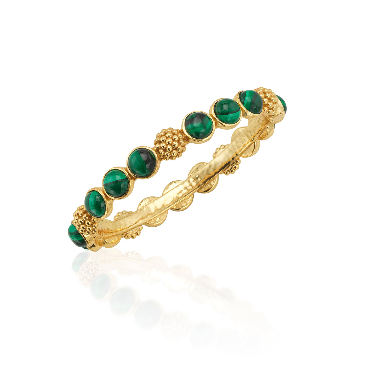 Berry Gem Hinged Bangle - Malachite - Image 3
