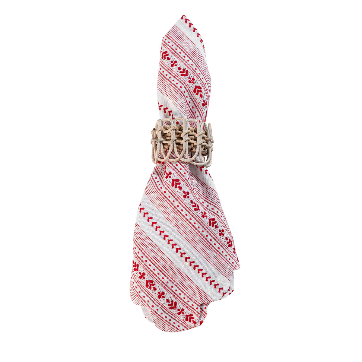 Villa Stripe Napkin Set/4 - Red - Image 2