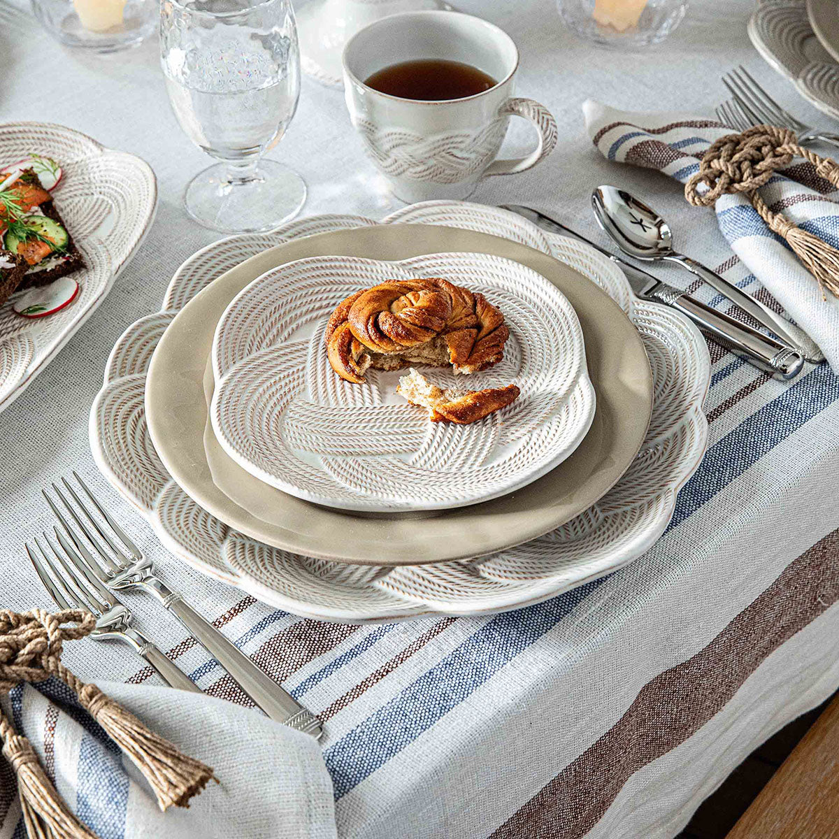 Danish Stripe 60 x 120 Tablecloth - Taupe - Image 4