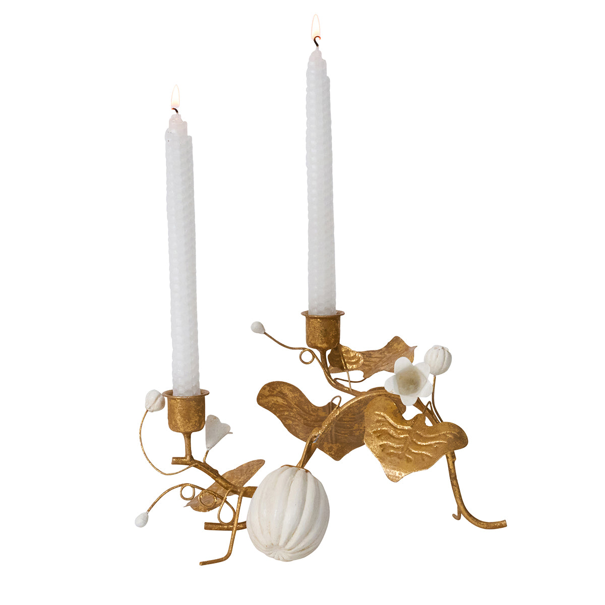 Forest Walk Pumpkin & Vine Double Candlestick Holder - Gold - Image 2