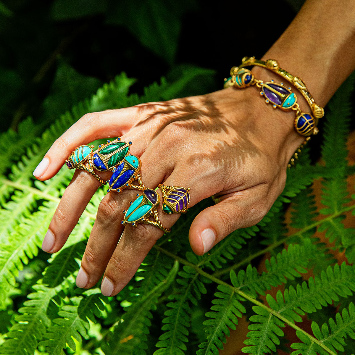 Scarab Petite Ring - Malachite/Amethyst - Image 5