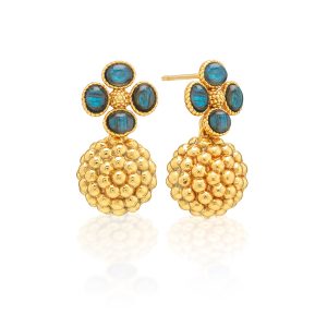 Berry Clover Drop Earrings - Blue Labradorite