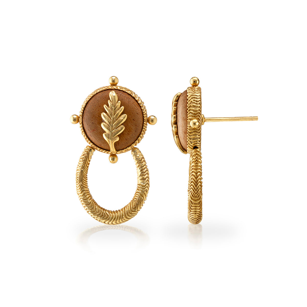 Forest Walk Oak Leaf Earrings - Teak - Image 3