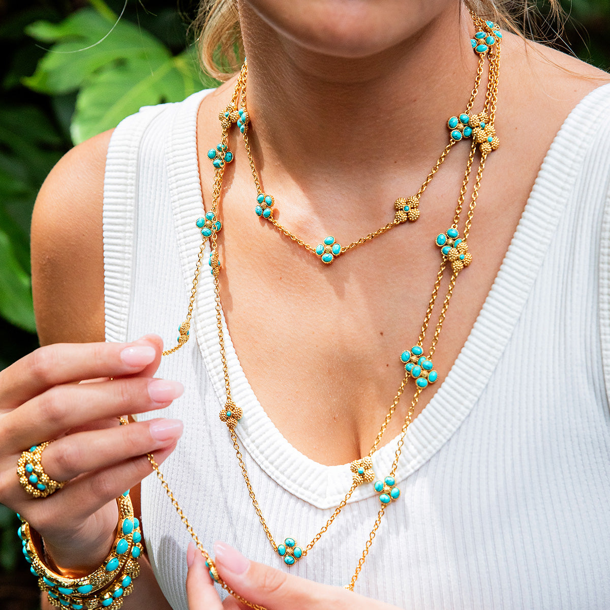 Berry Clover Double Sided Necklace. 28 - Turquoise - Image 5