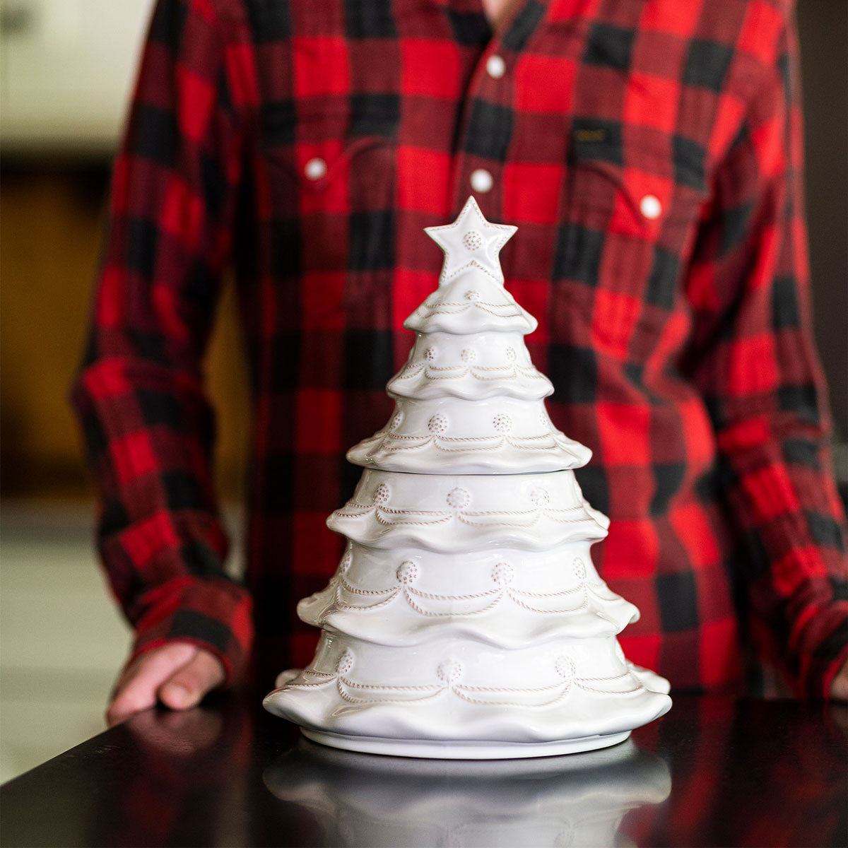 Berry & Thread Christmas Tree Cookie Jar - Whitewash - Image 5