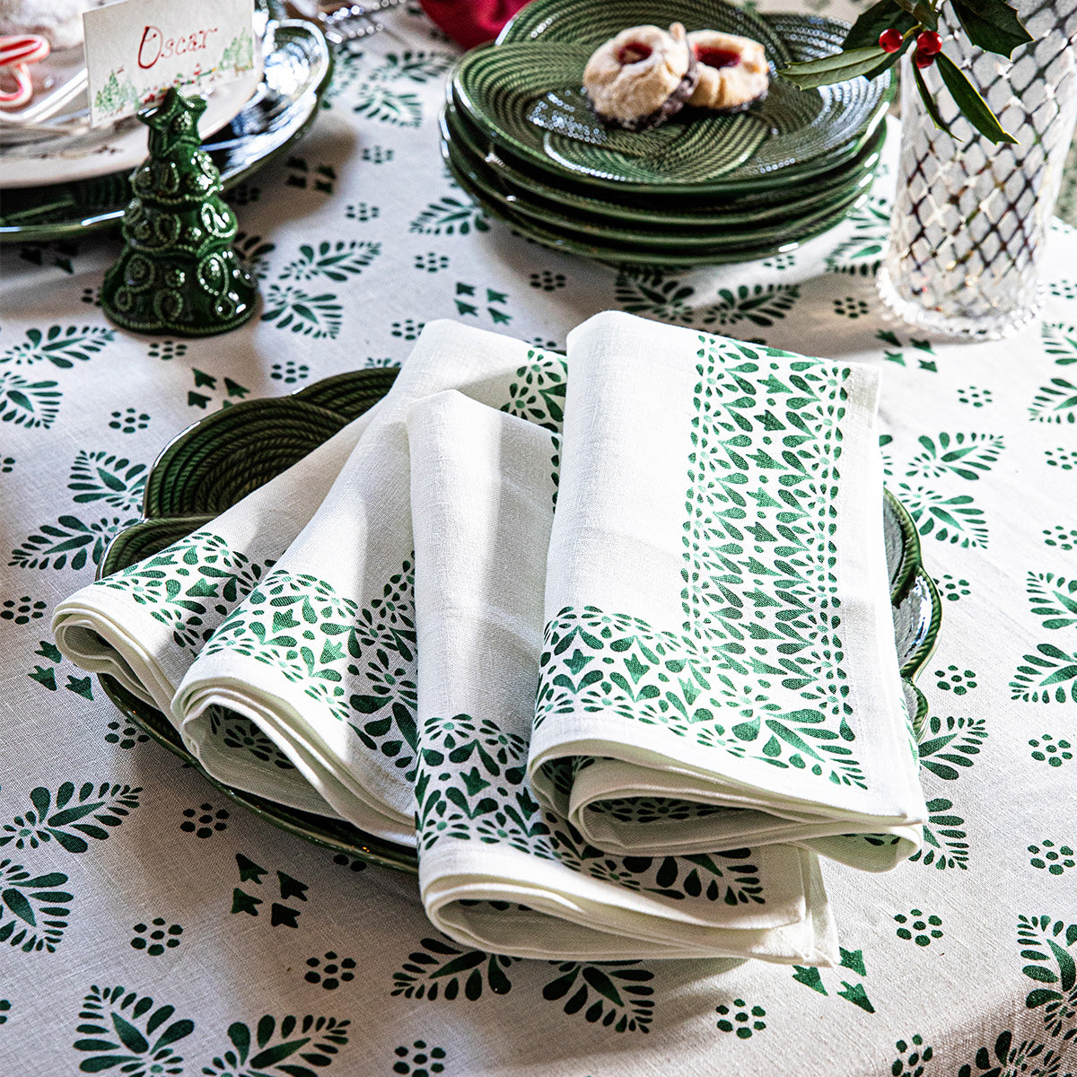 Iberian Border Napkin Set/4 - Evergreen - Image 4