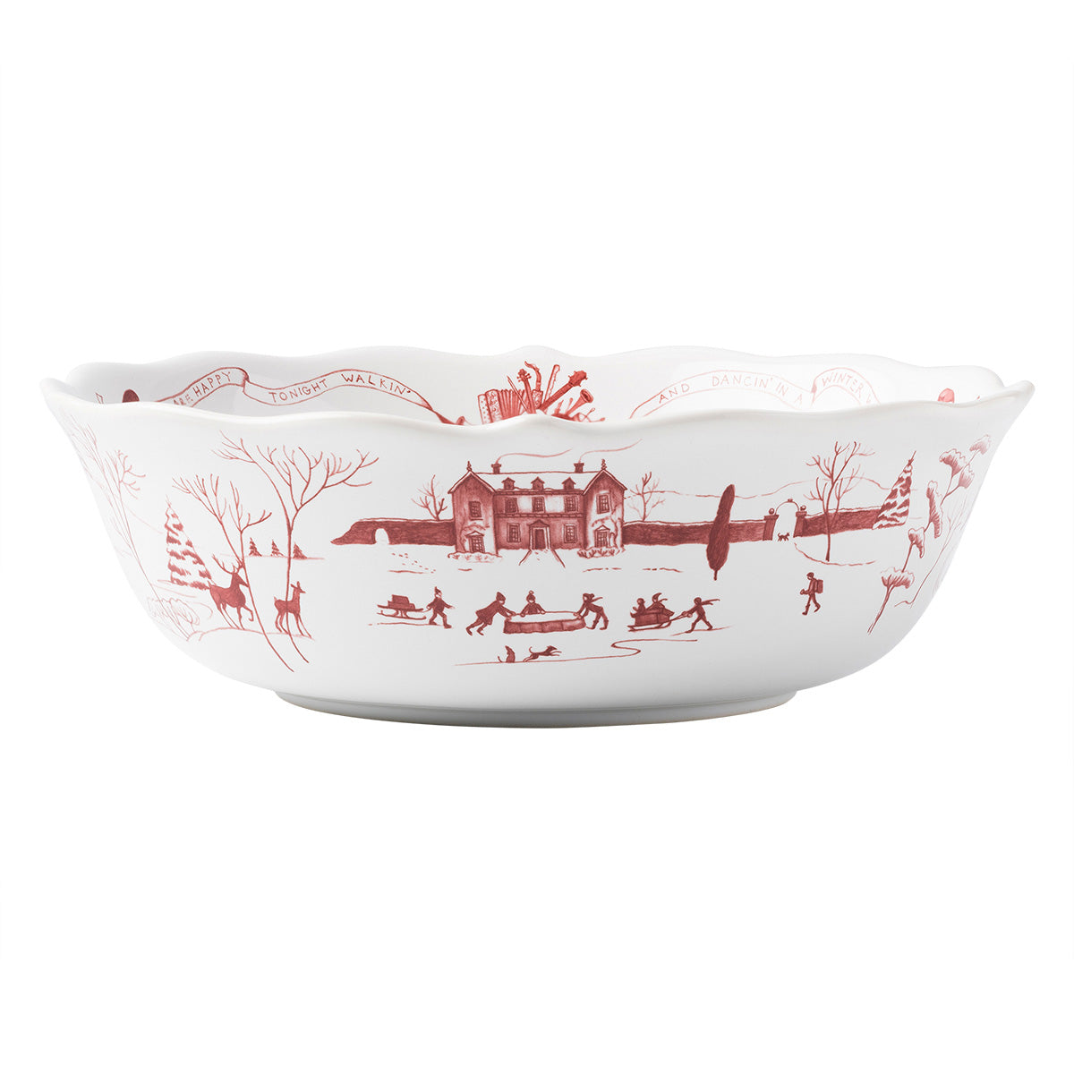 Country Estate Winter Frolic 10 Serving Bowl - Ruby