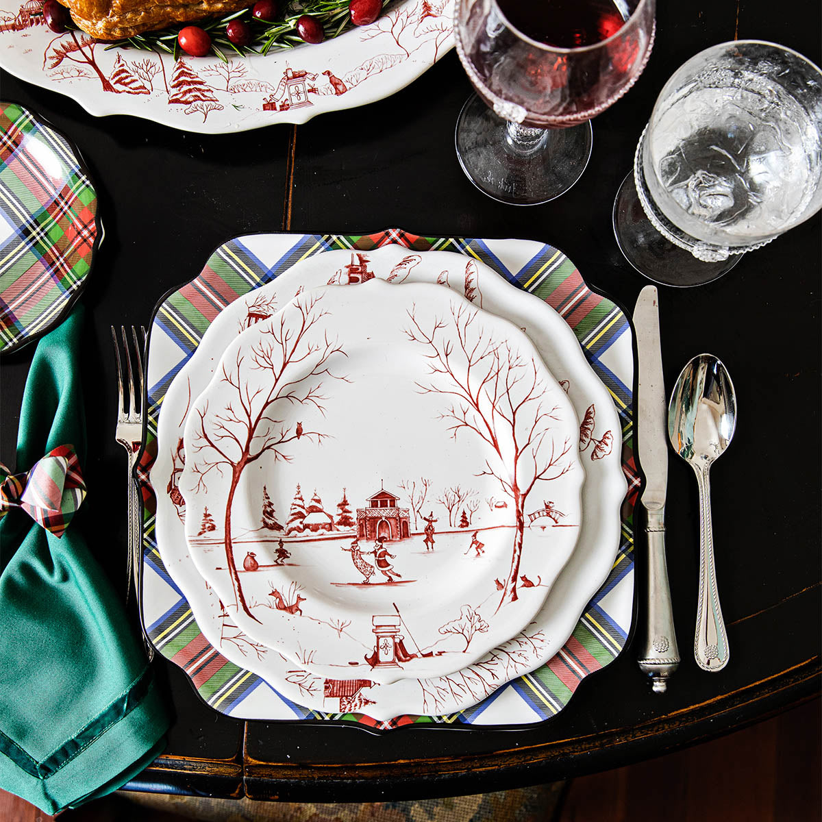 Country Estate Winter Frolic Dessert/Salad Plate - Ruby - Image 3