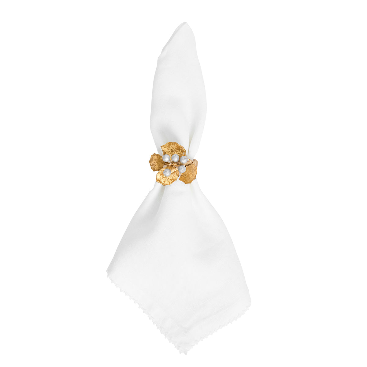 Forest Walk Holly with Berries Napkin Ring Set/4 - Gold/Silver - Image 2