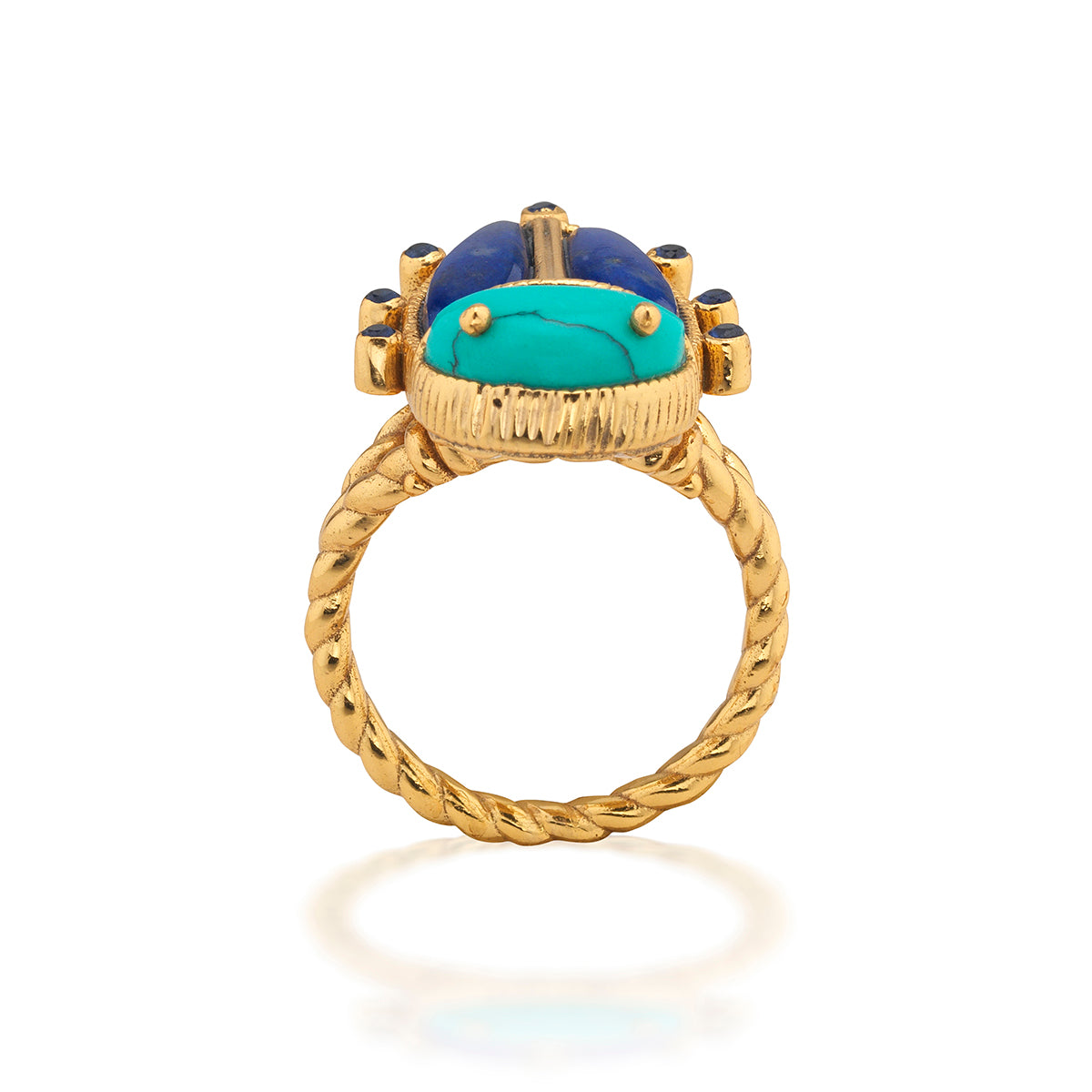 Scarab Grande Ring - Turquoise/Lapis - Image 3