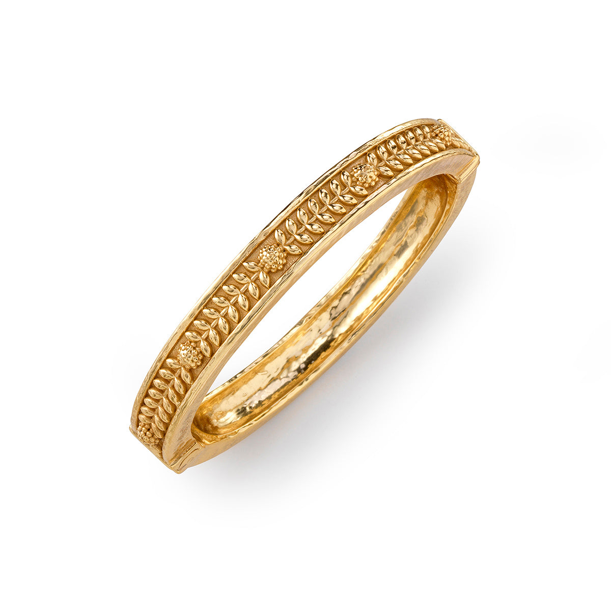 Berry Vine Hinged Bangle. S/M - Gold - Image 3
