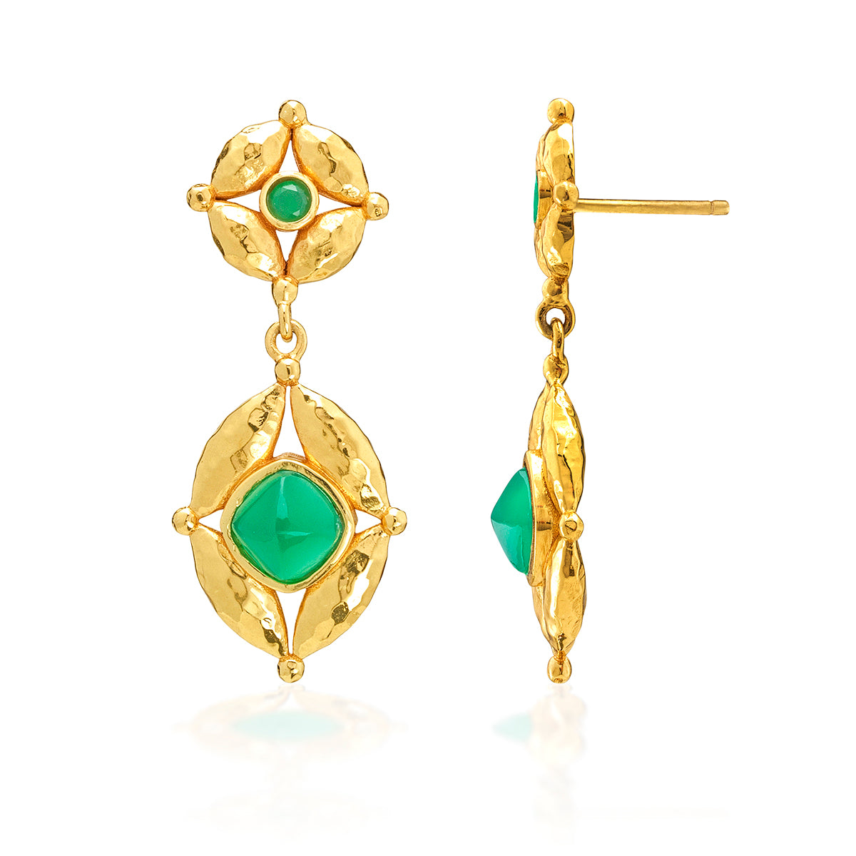 Mystic Eye Post Drop Earrings - Green Onyx - Image 3