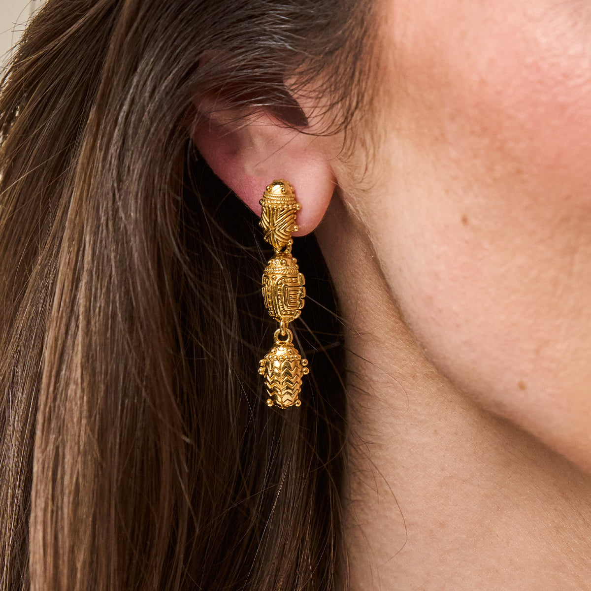 Scarab Petite Linear Earrings - Gold - Image 2