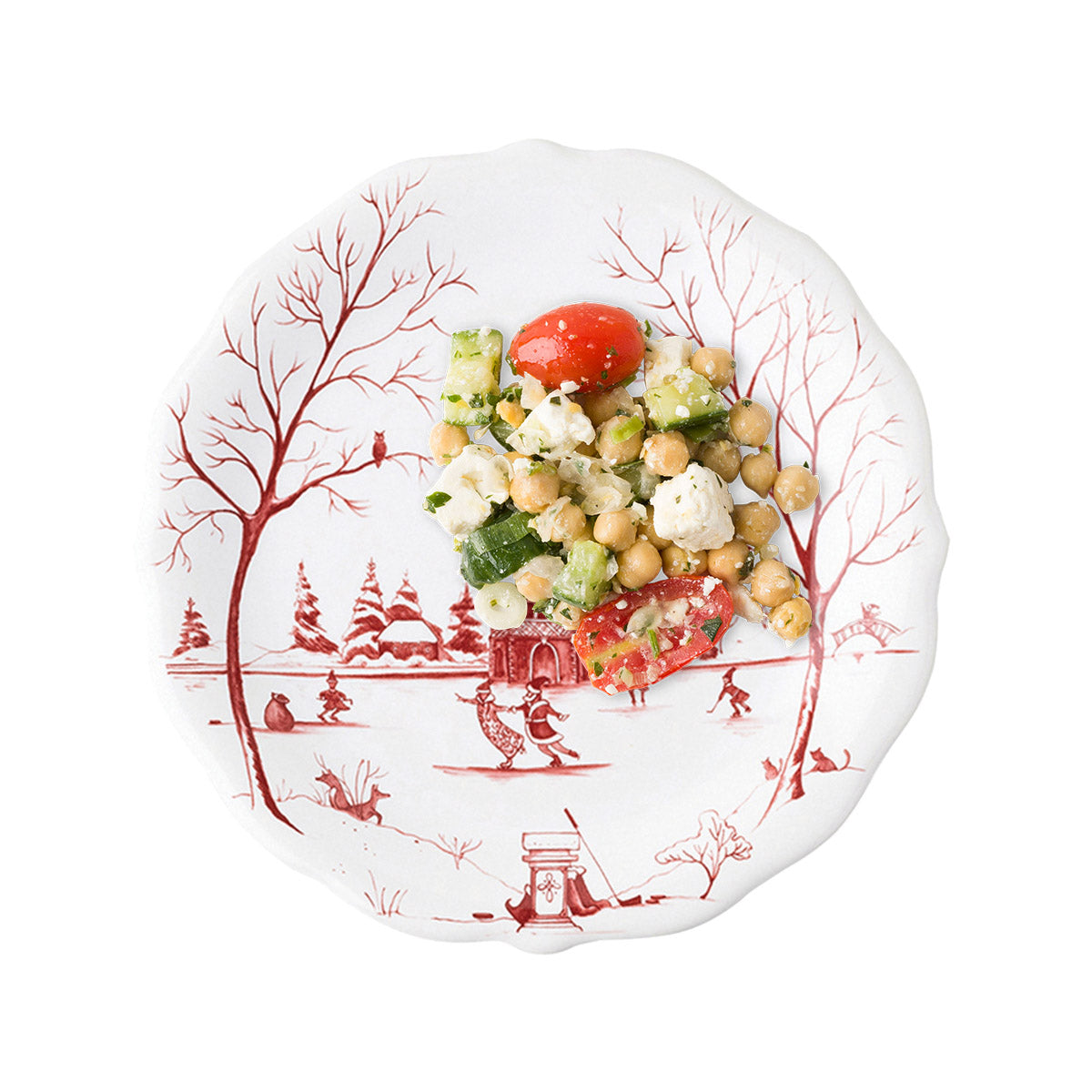 Country Estate Winter Frolic Dessert/Salad Plate - Ruby - Image 2
