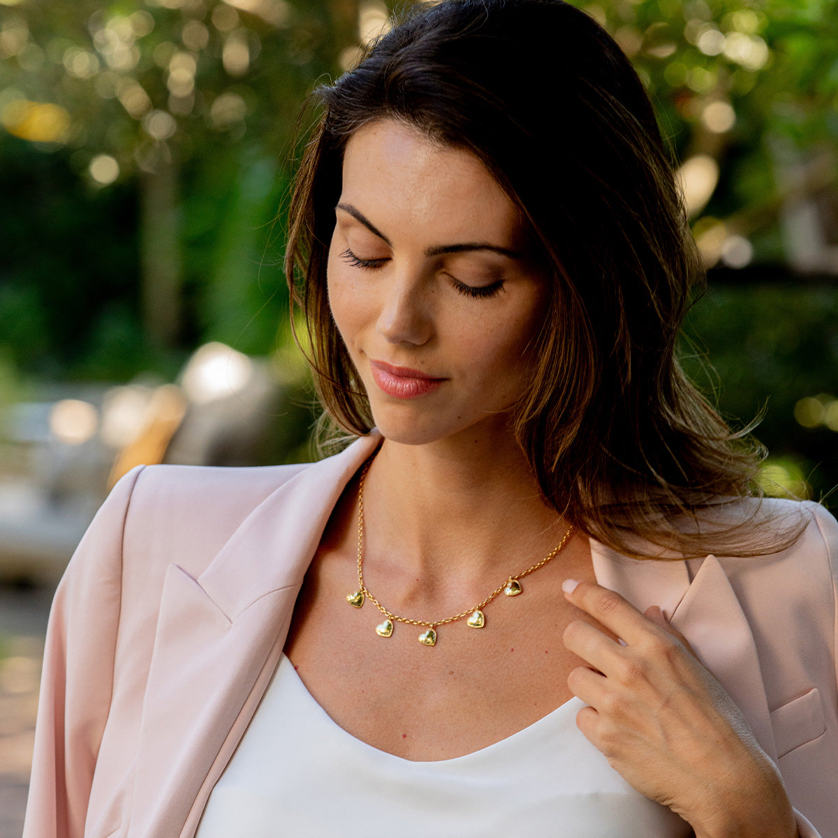 Love Heart Multi-Station Necklace. 16+2 - Gold - Image 2