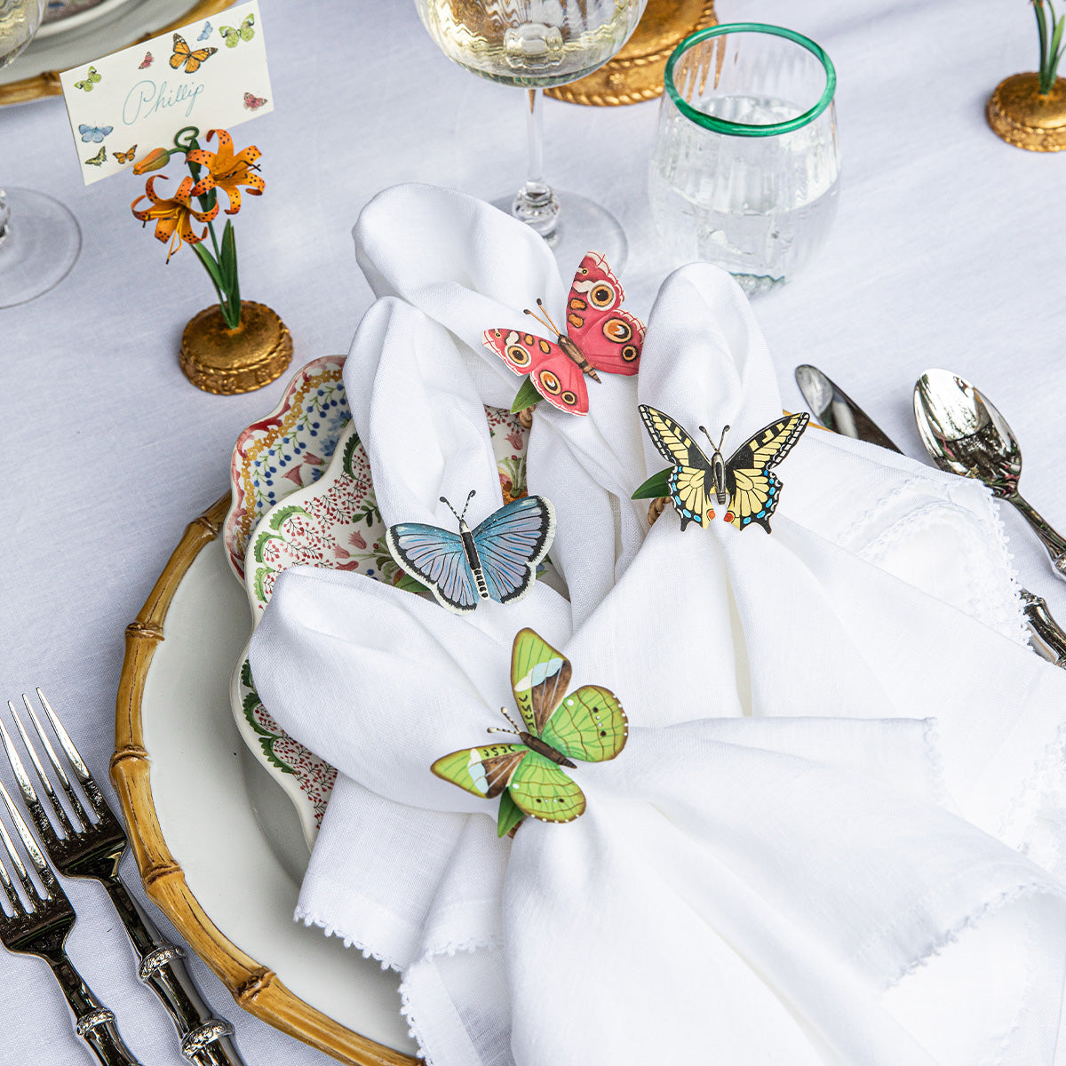 Meadow Walk Butterfly Napkin Ring Assorted Set/4 - Multi - Image 8
