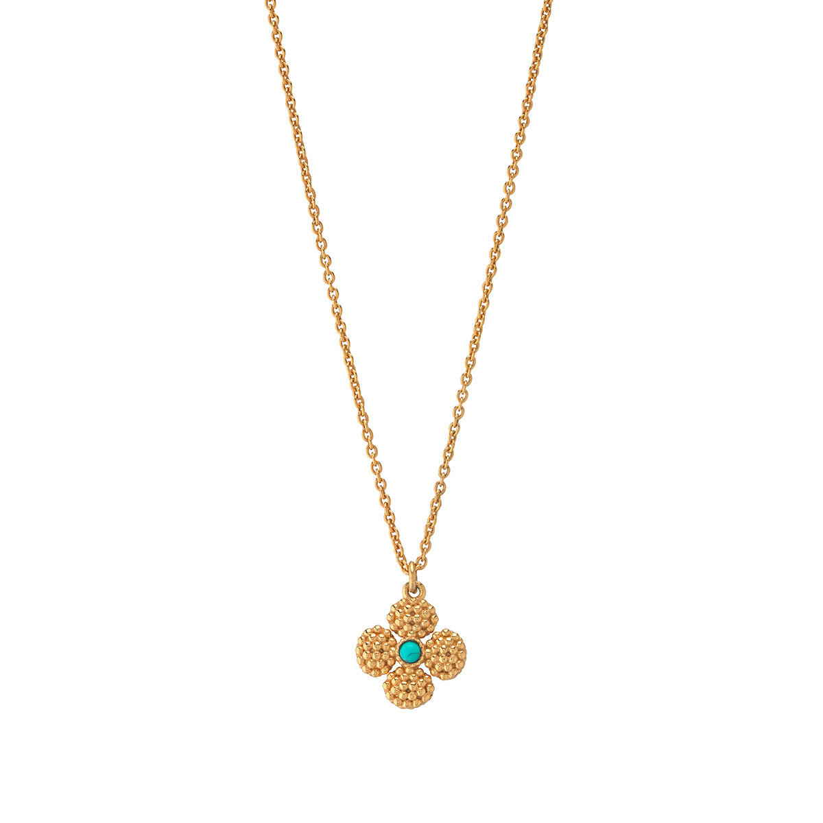 Berry Clover Double Sided Charm Necklace. 16+2 - Turquoise - Image 2