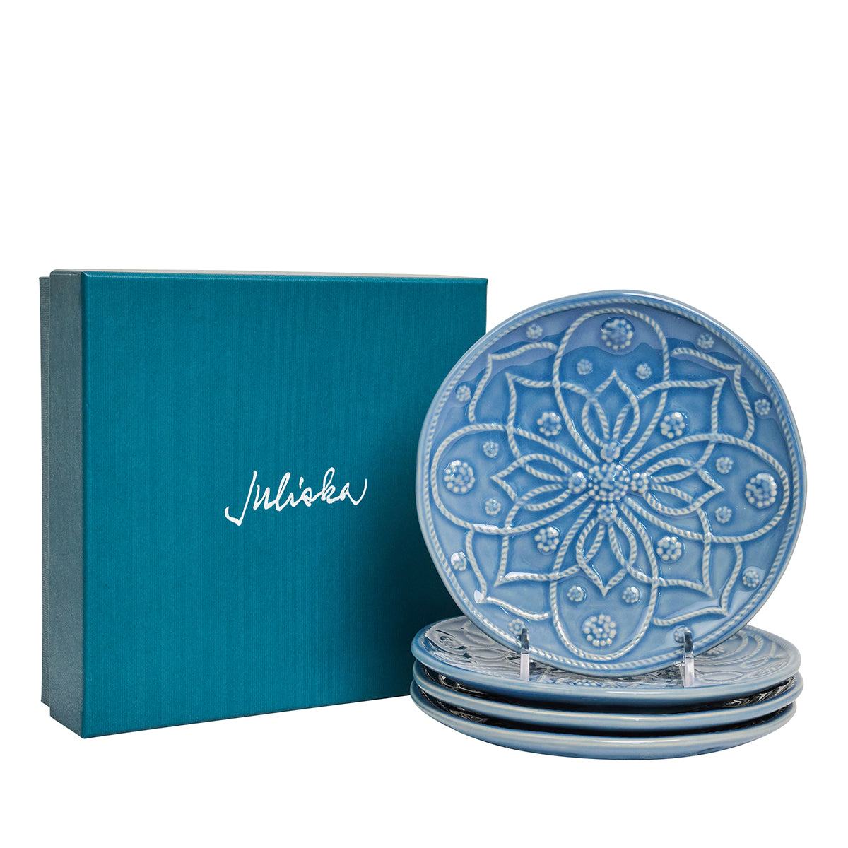 Jardins du Monde Side/Cocktail Plate Assorted Set/4 - Chambray - Image 2
