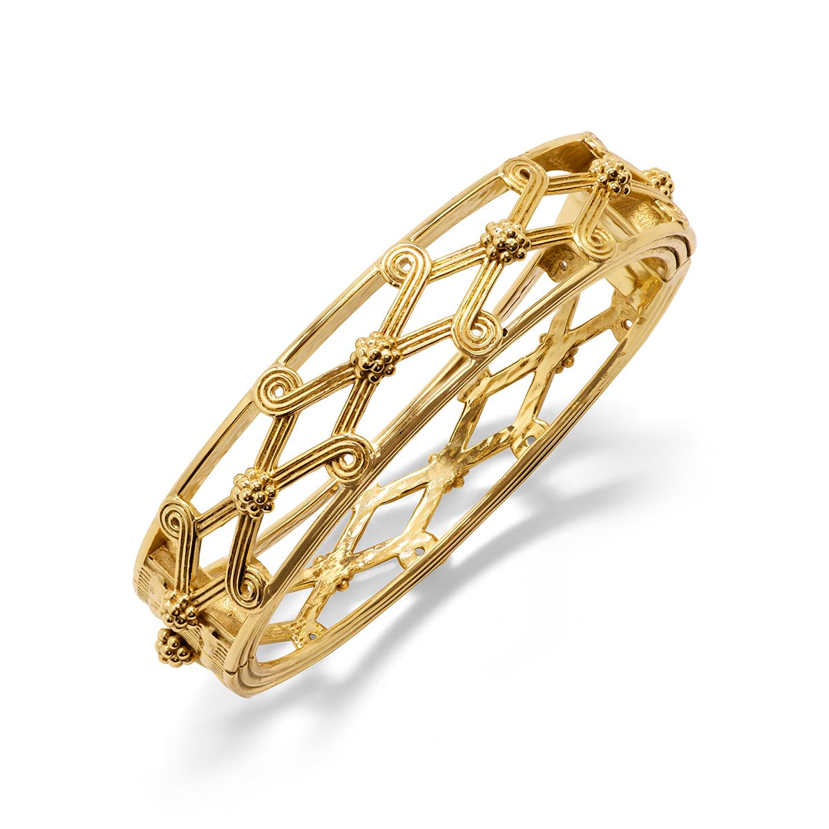 Monique Lattice Hinged Bangle - Gold - Image 3