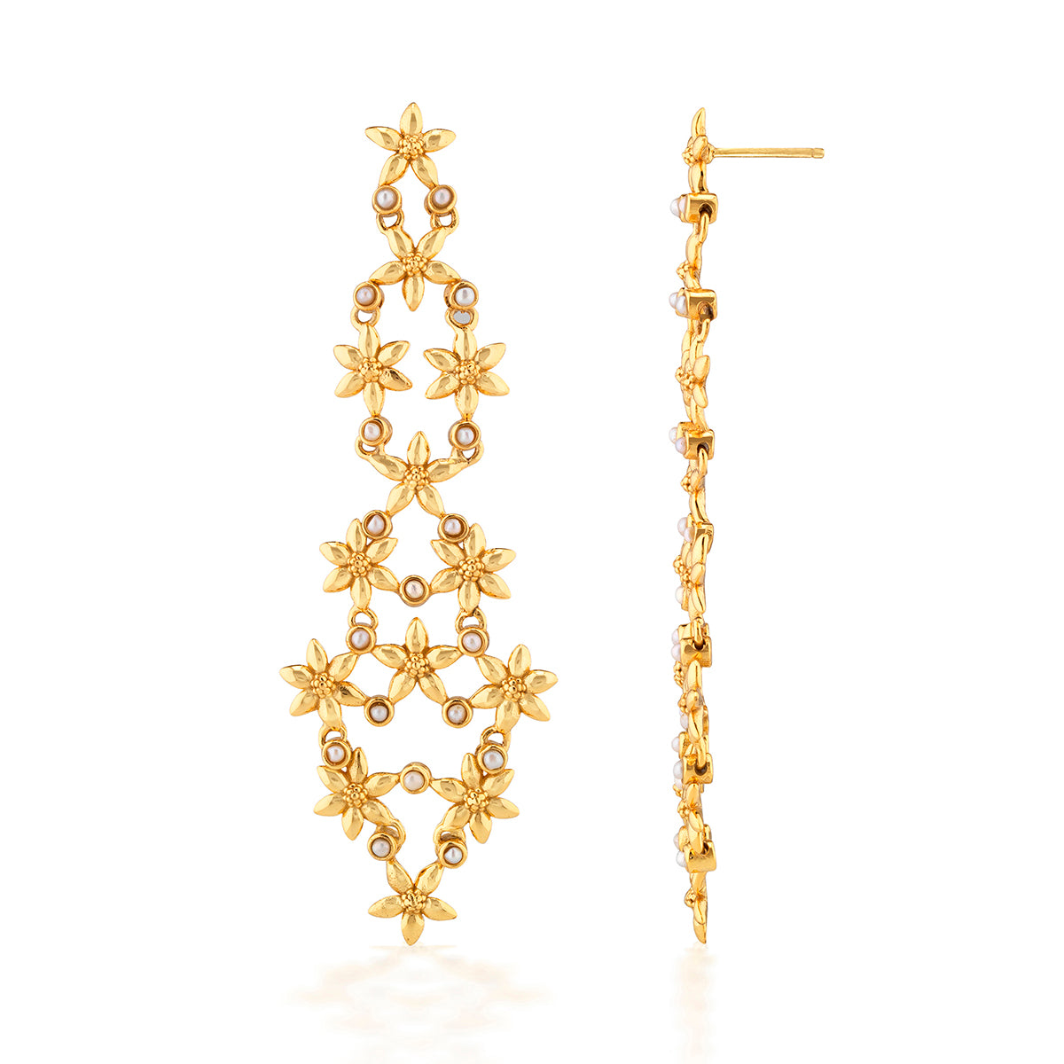Jasmine Cascade Earrings - Pearl White - Image 3