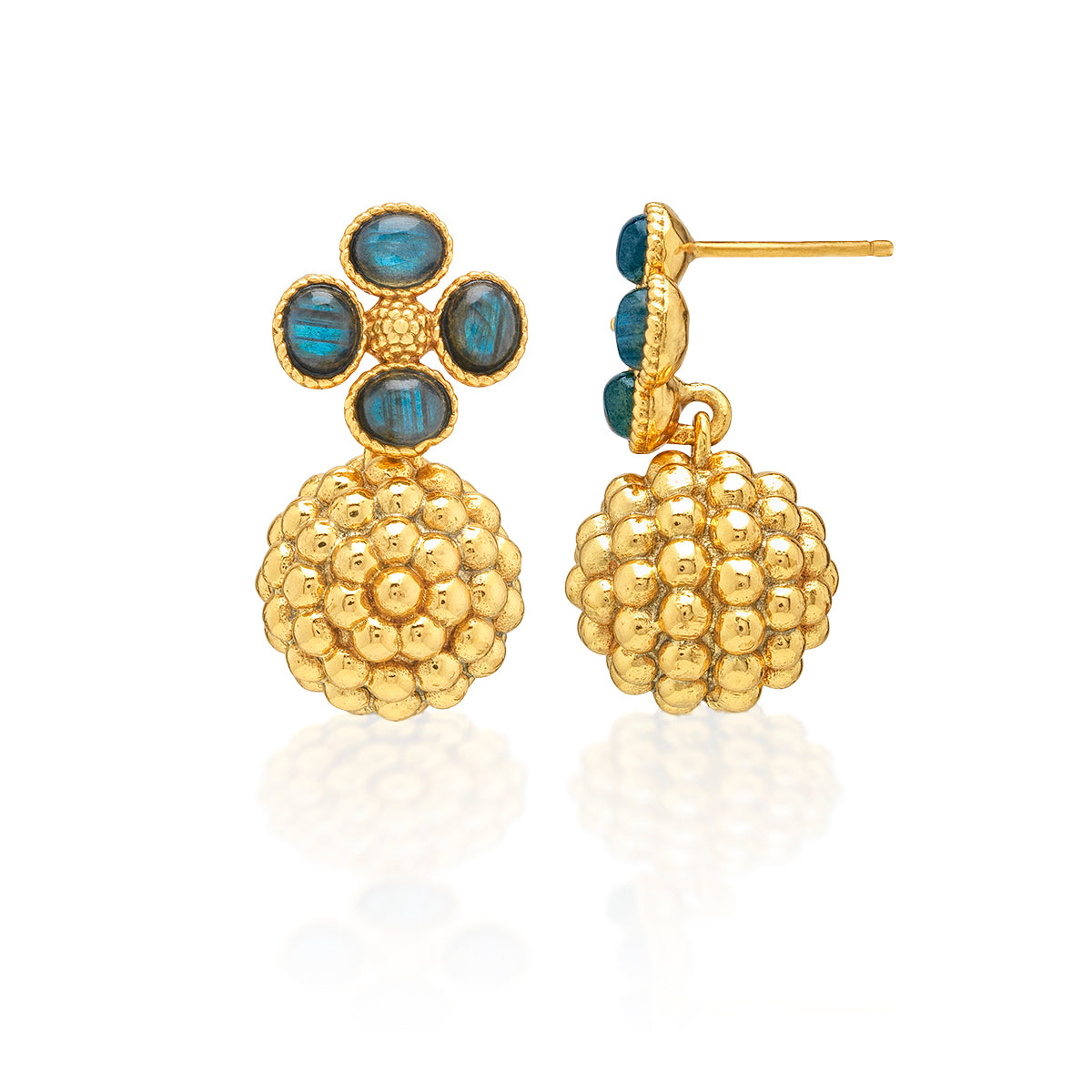 Berry Clover Drop Earrings - Blue Labradorite - Image 3