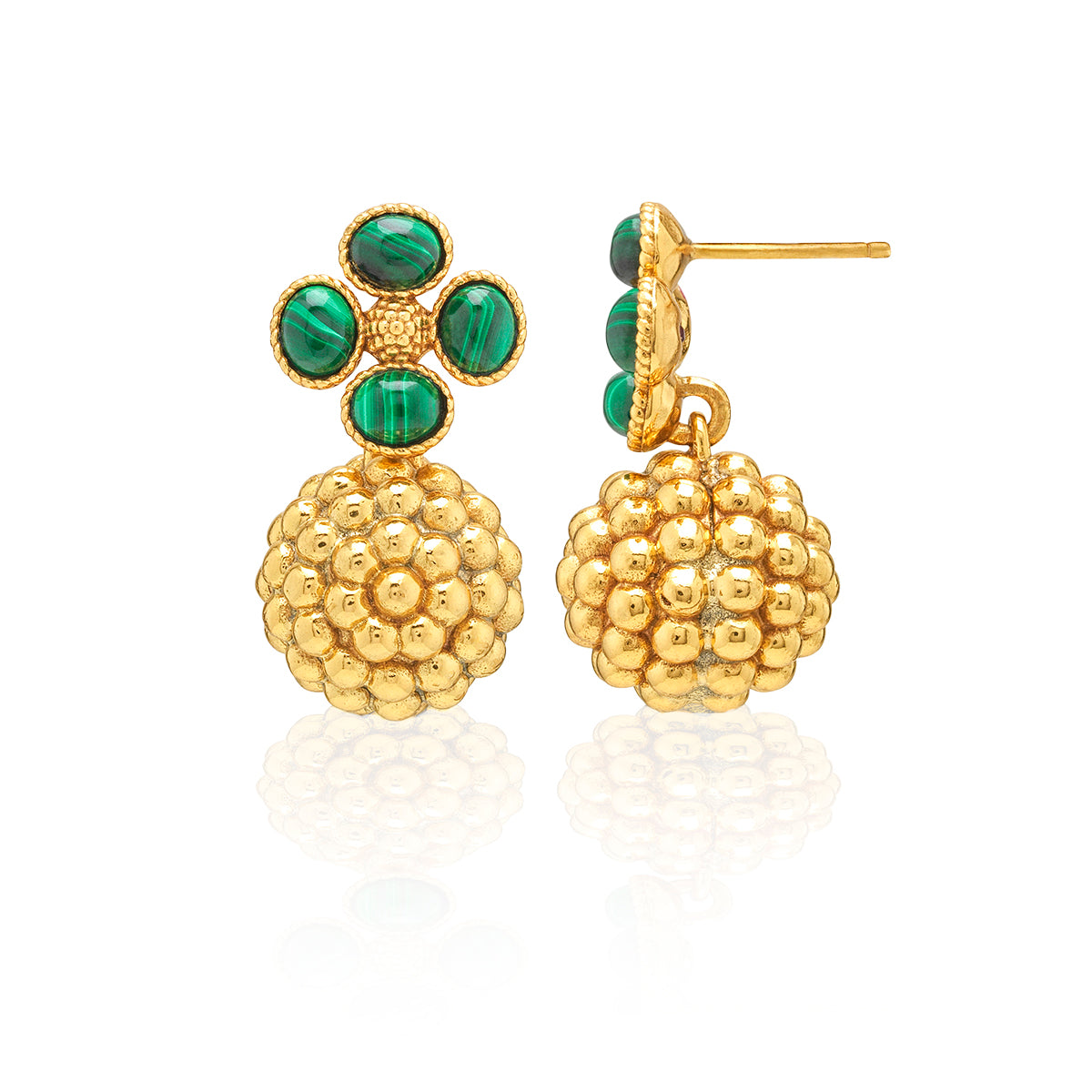 Berry Clover Drop Earrings - Malachite - Image 3