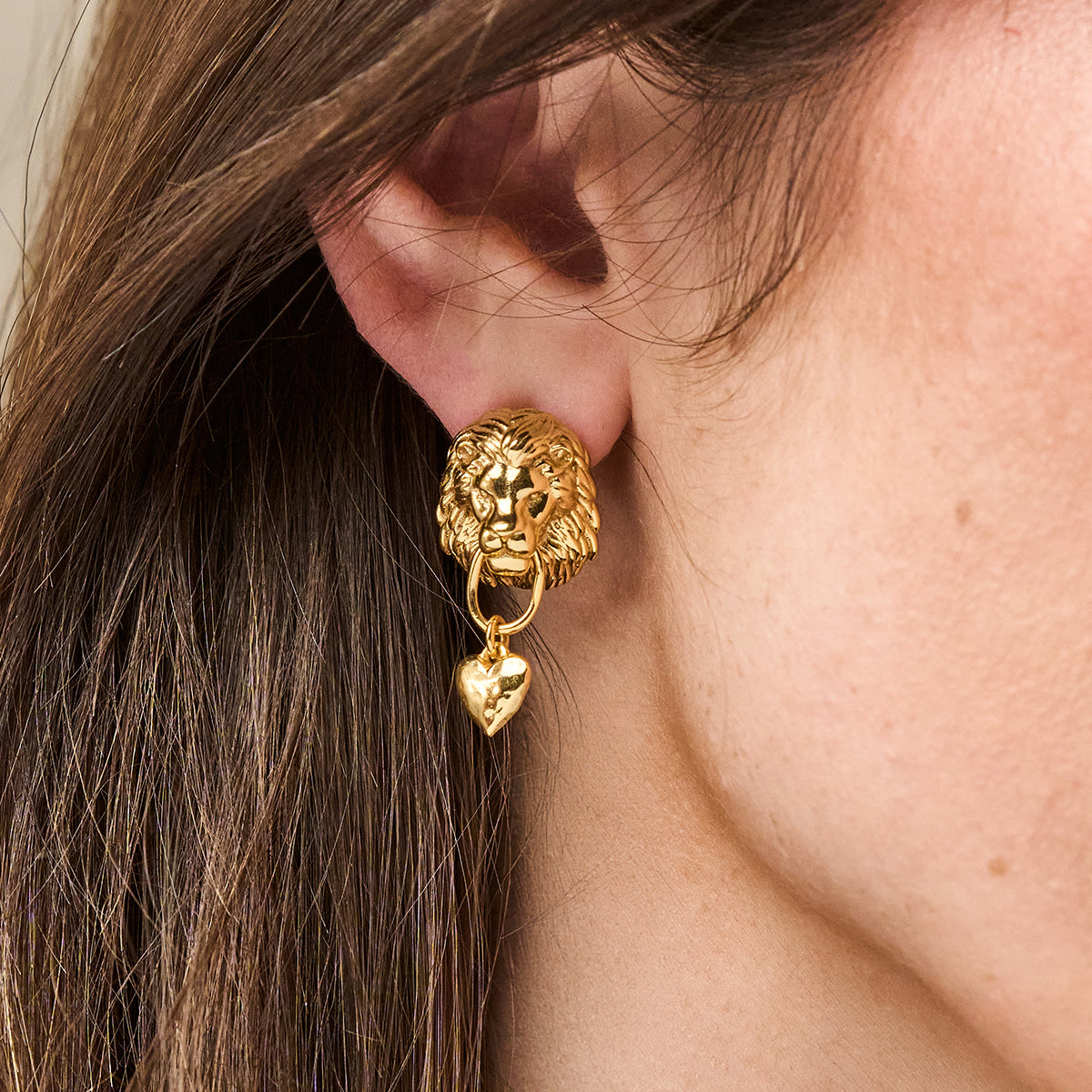 Lionheart Post Earrings - Gold - Image 2