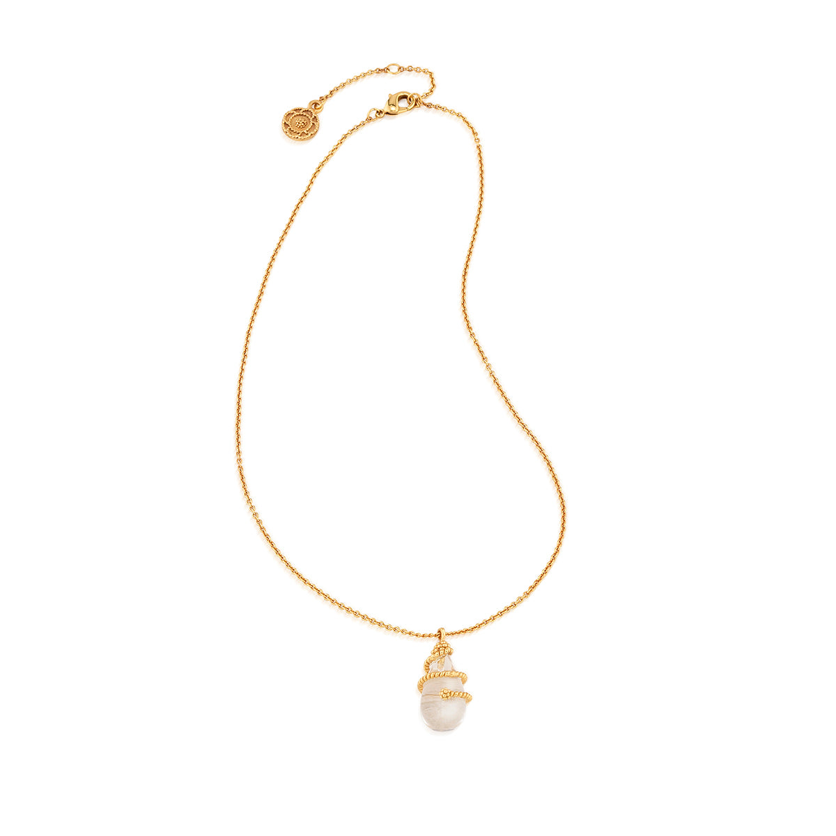 Lily Charm Necklace. 16+2 - Clear Quartz - Image 3