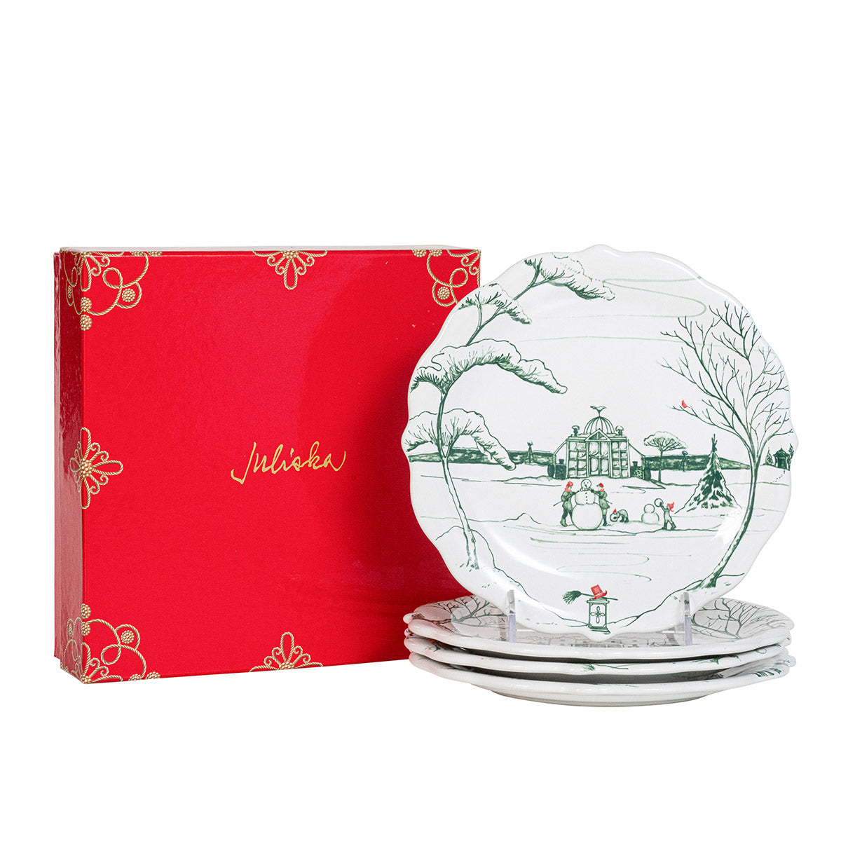 Country Estate Winter Frolic Party Plate Assorted Set/4 - Evergreen - Image 2