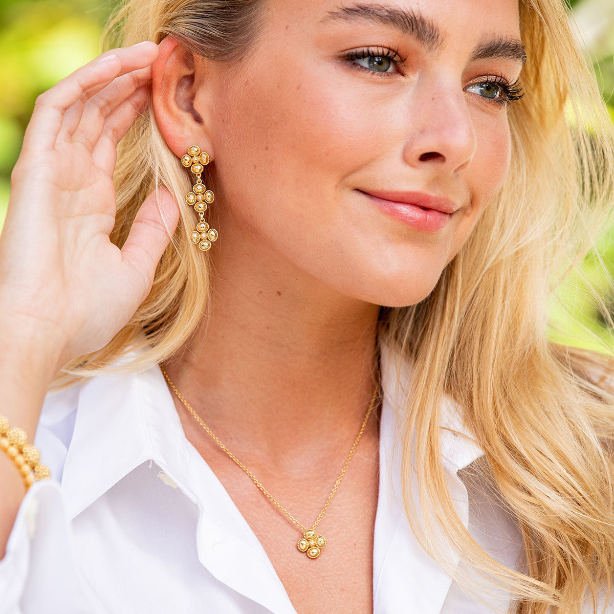 Berry Clover Linear Earrings - Gold - Image 4