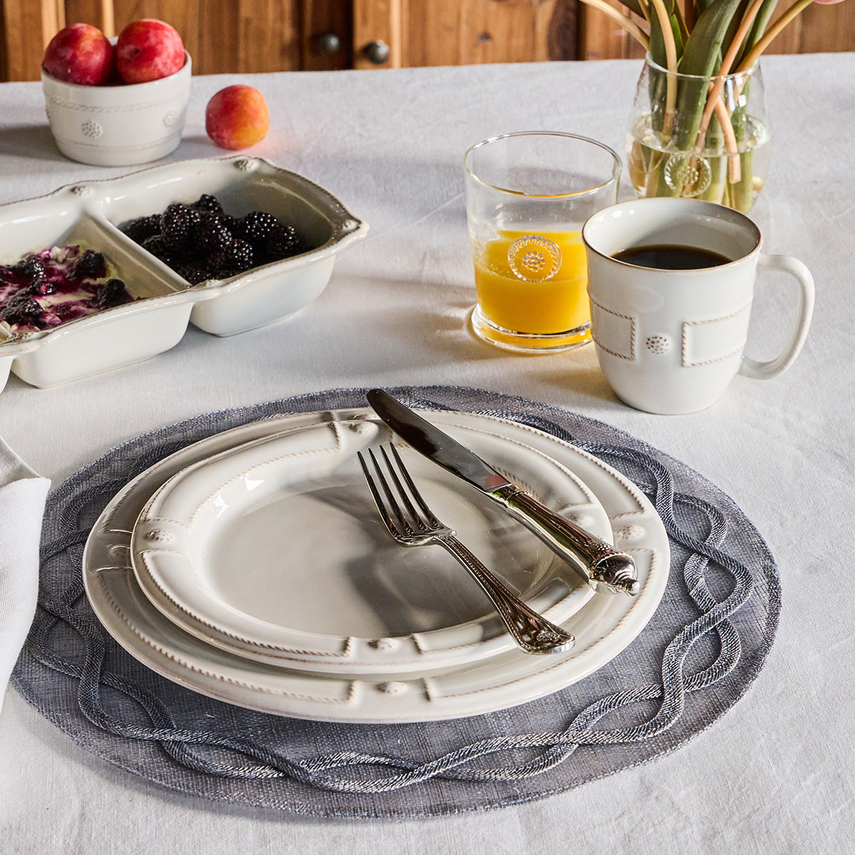 Berry & Thread French Panel 4pc Place Setting - Whitewash - Image 2
