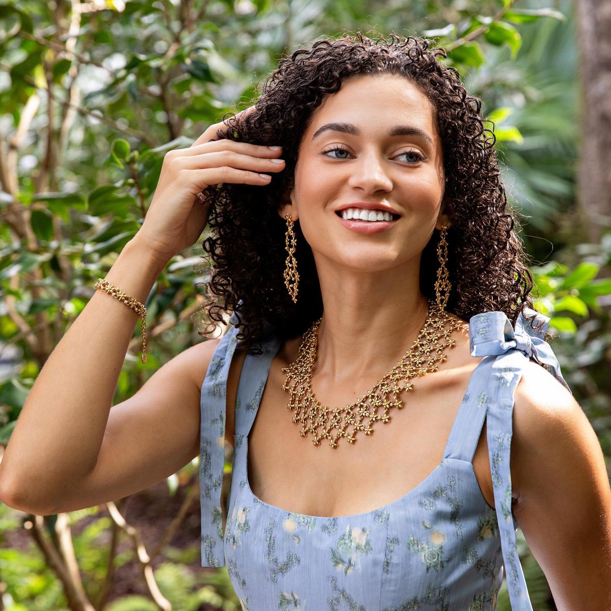 Jasmine Cascade Earrings - Pearl White - Image 5