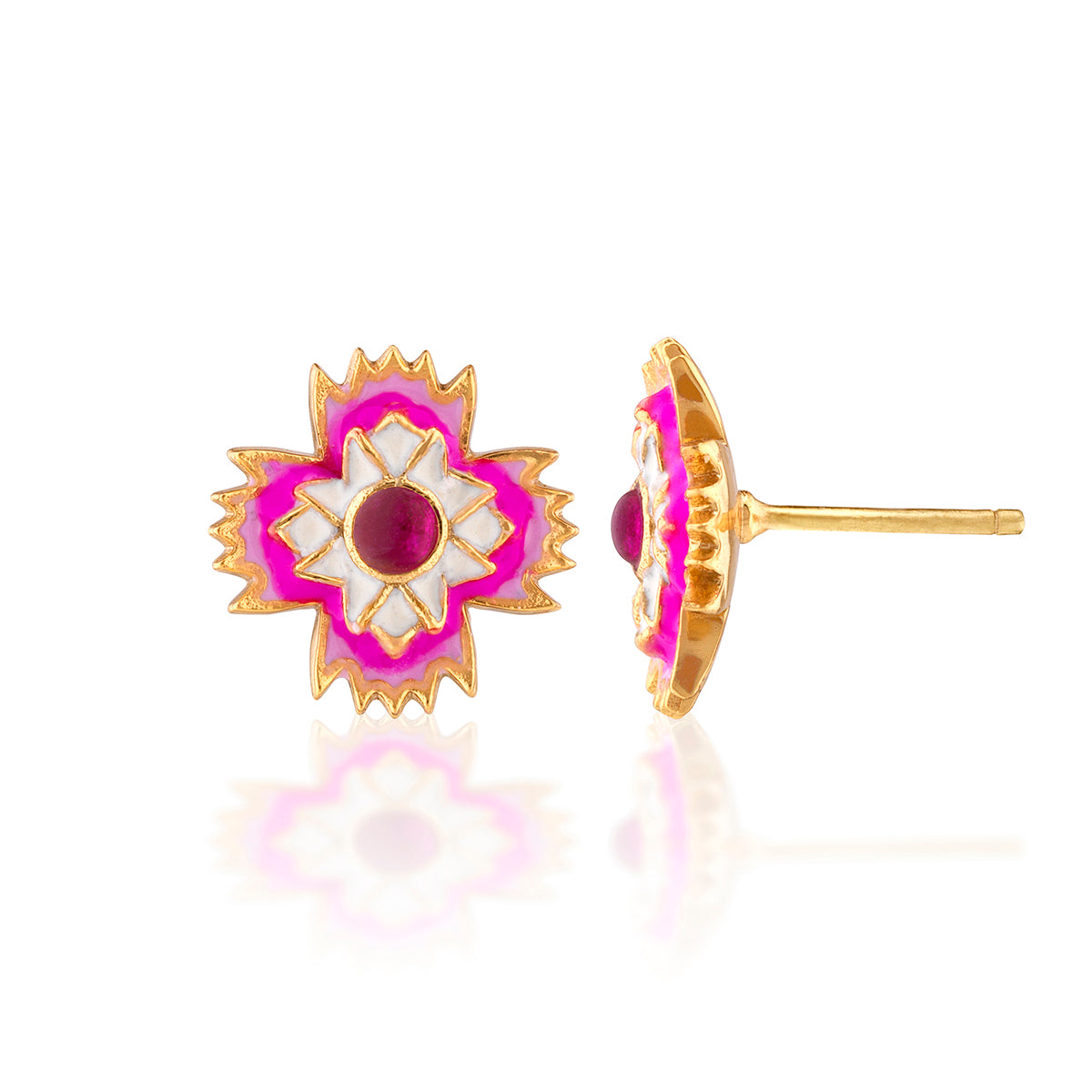 Dianthus Stud Earrings - Pink - Image 3