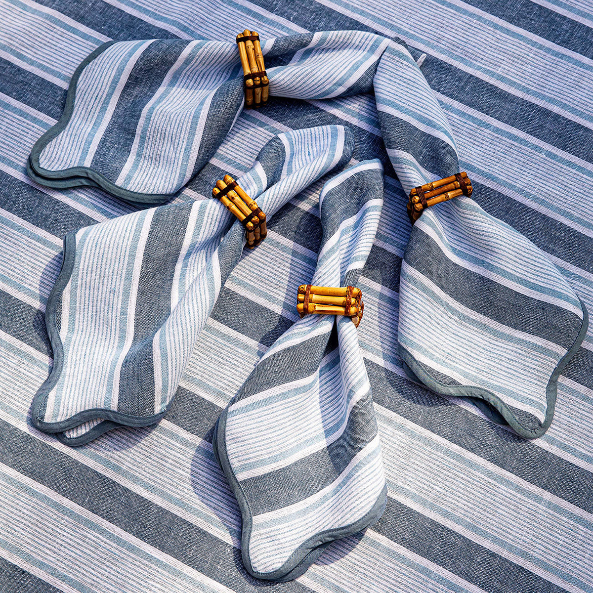 Cabana Stripe Napkin Set/4 - Ocean - Image 4