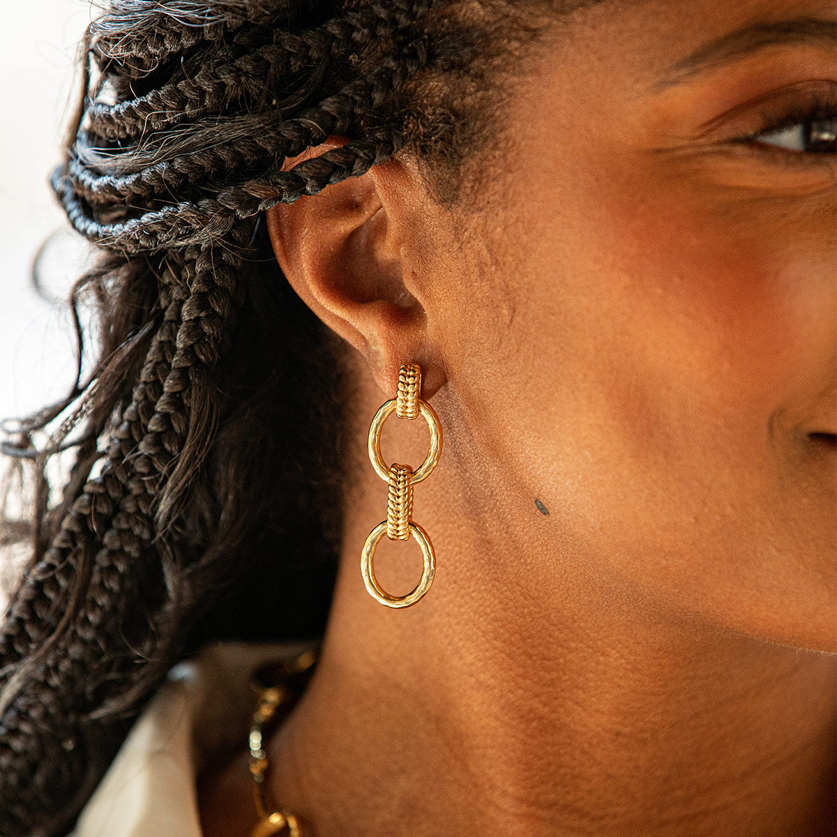 Cleopatra Regal Double Link Earrings - Gold - Image 3