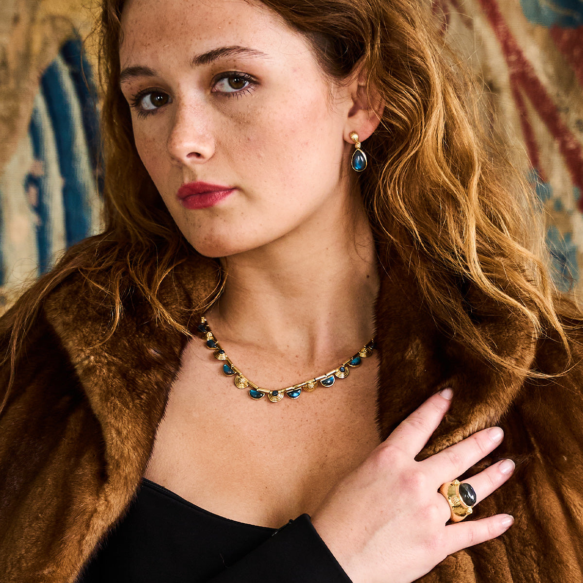 Cleopatra Riviere Necklace. 17+2 - Blue Labradorite - Image 2
