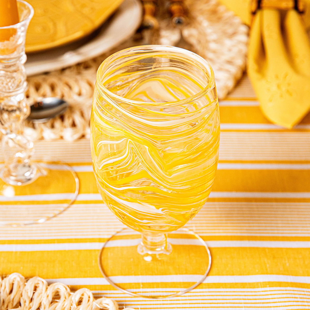 Puro Marbled Goblet - Yellow - Image 3