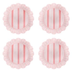 Cabana Stripe Melamine Dessert/Salad Plate Set/4 - Coral