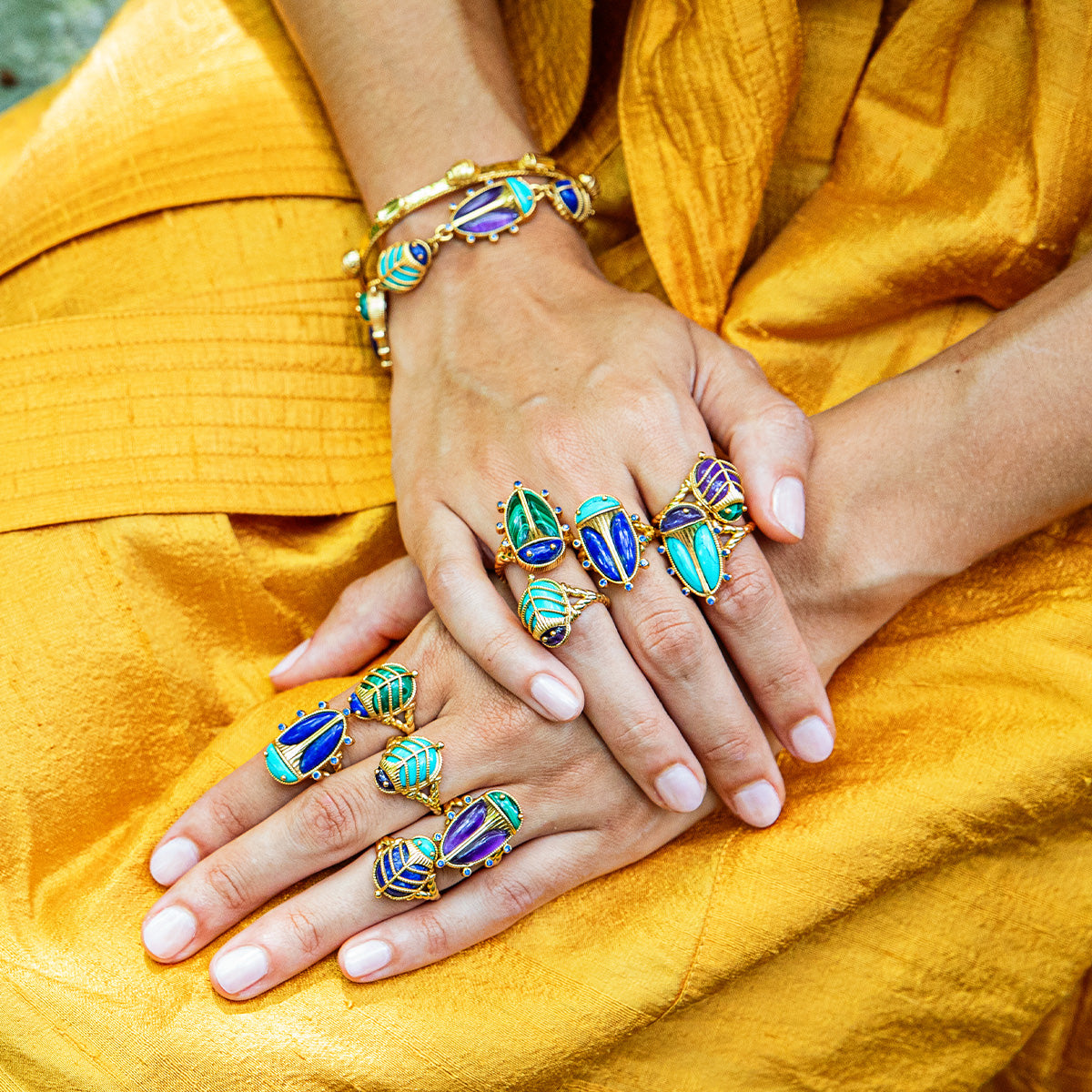Scarab Petite Ring - Turquoise/Lapis - Image 6