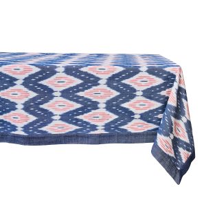 Ikat 60 x 120 Tablecloth - Blue/Pink