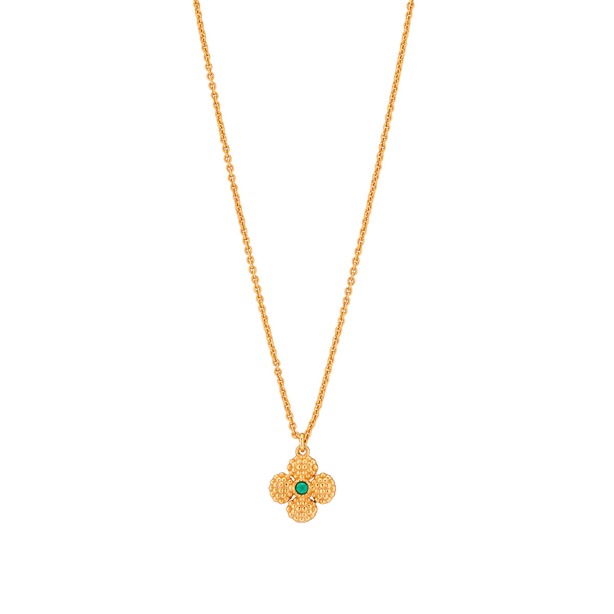 Berry Clover Double Sided Charm Necklace. 16+2 - Malachite - Image 2