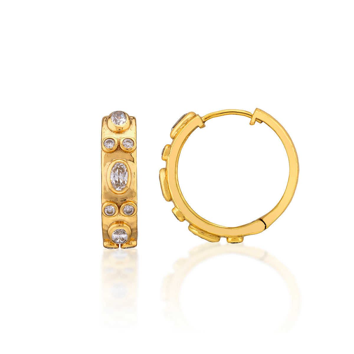 Maharani Huggie Hoop Earrings - Clear Cubic Zirconia - Image 3