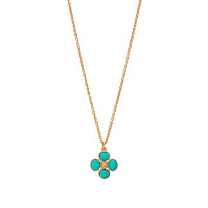 Berry Clover Double Sided Charm Necklace. 16+2 - Turquoise
