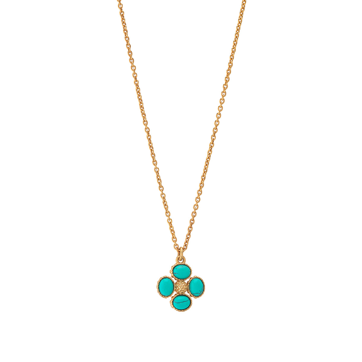 Berry Clover Double Sided Charm Necklace. 16+2 - Turquoise