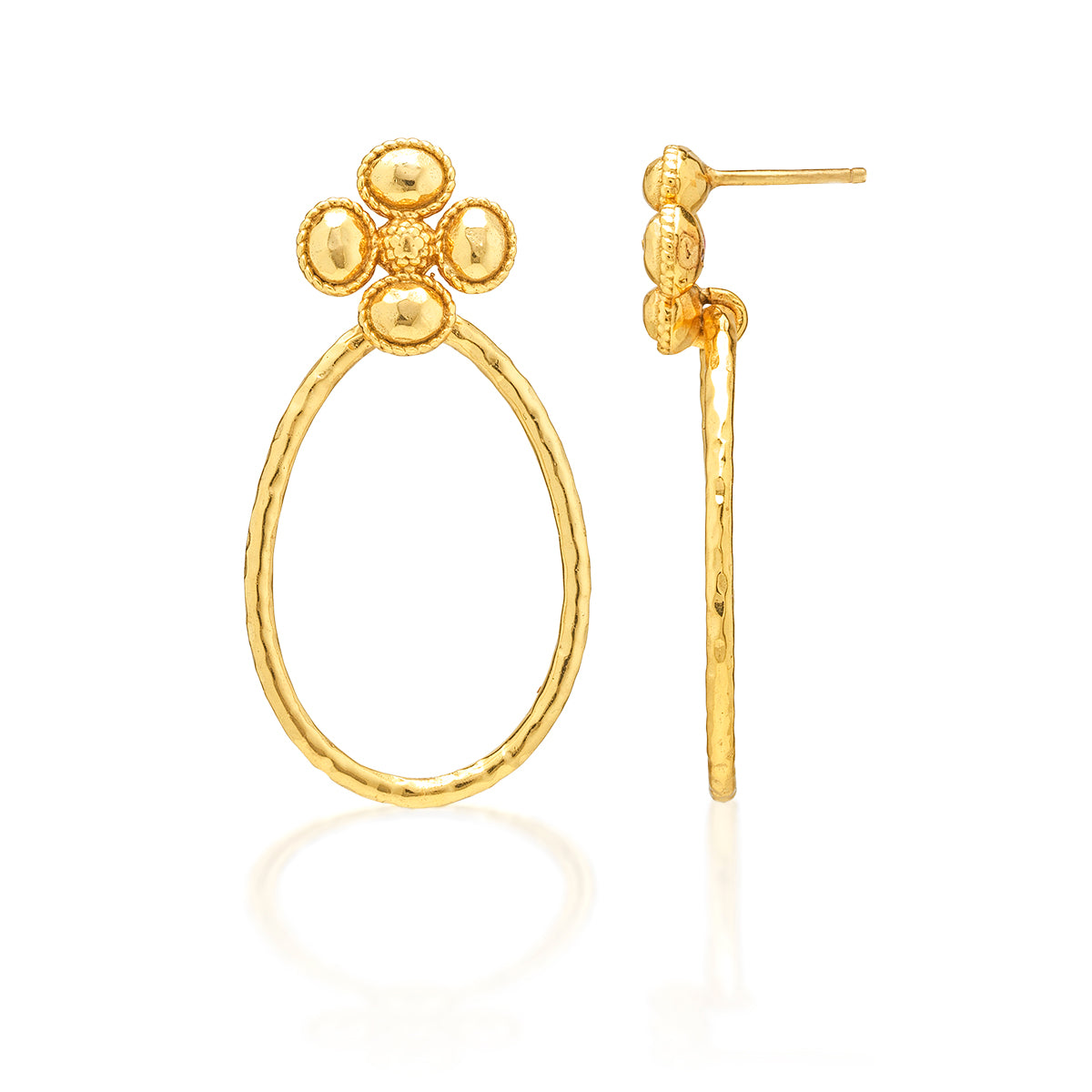 Berry Clover Teardrop Earrings - Gold - Image 3