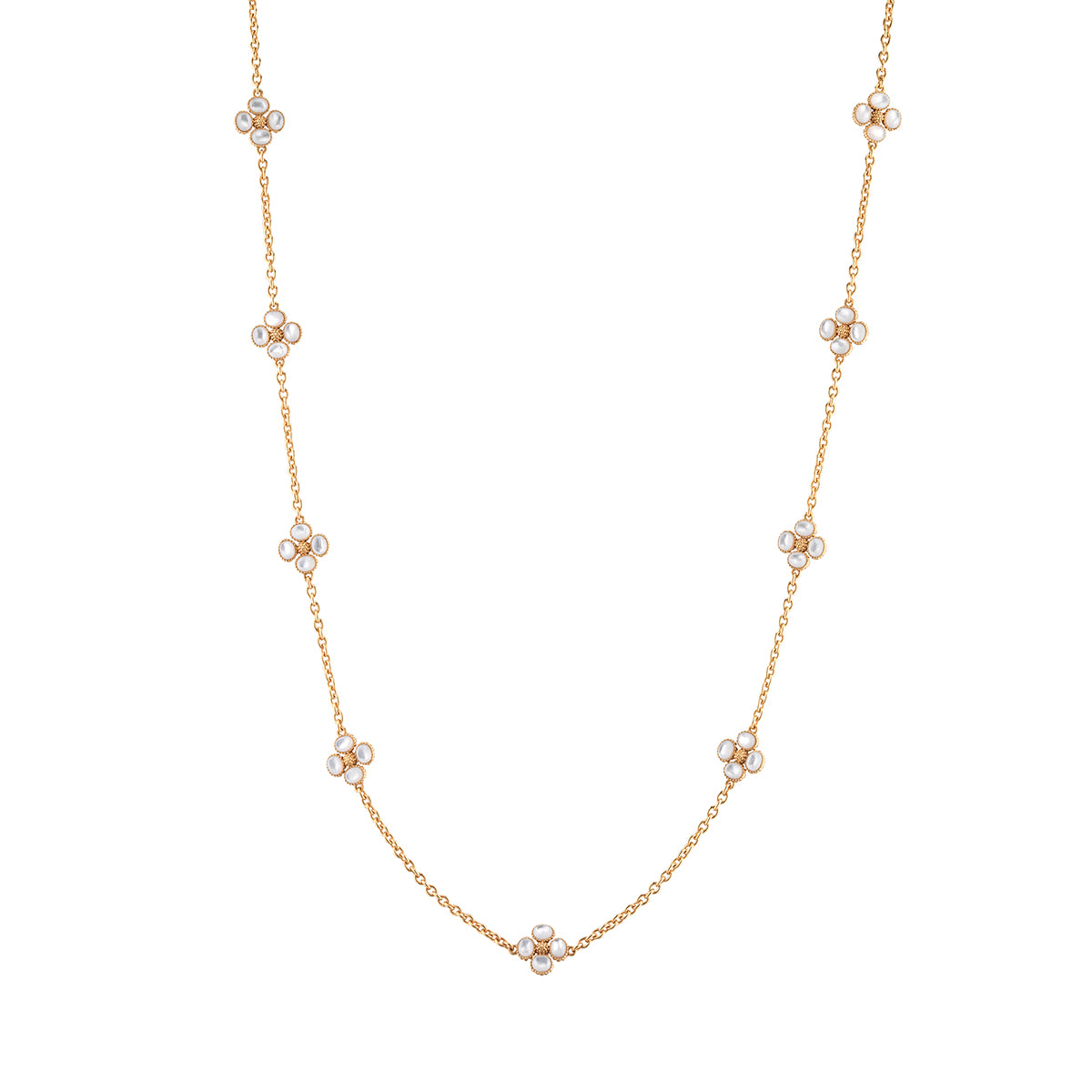 Berry Clover Double Sided Necklace. 28 - Pearl White