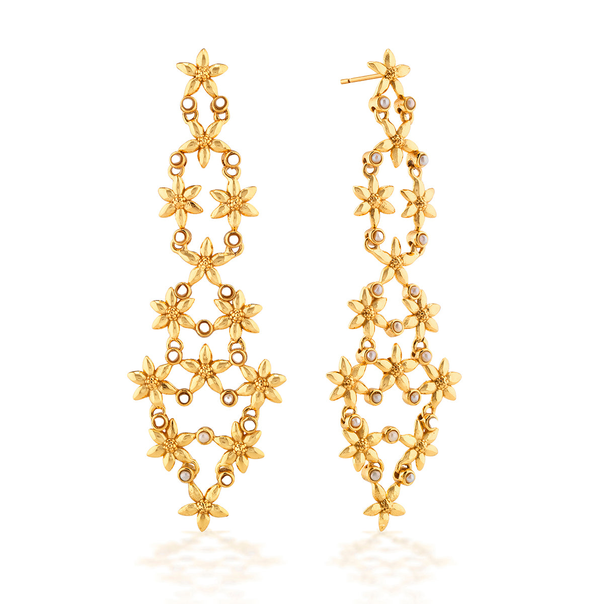 Jasmine Cascade Earrings - Pearl White