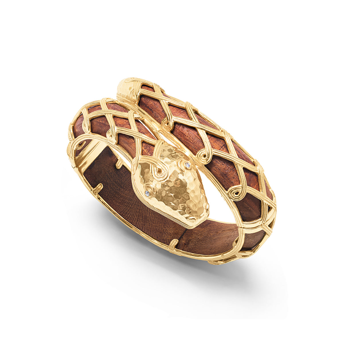 Earth Goddess Serpentina Hinged Bangle - Teak - Image 3
