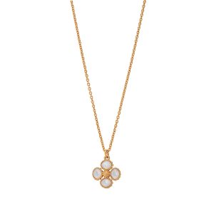 Berry Clover Double Sided Charm Necklace. 16+2 - Pearl White