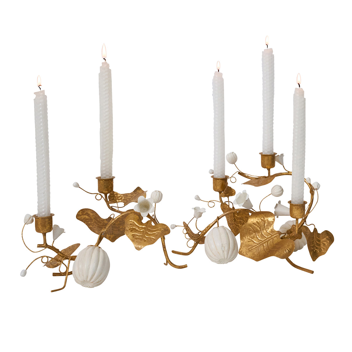 Forest Walk Pumpkin & Vine Double Candlestick Holder - Gold - Image 3